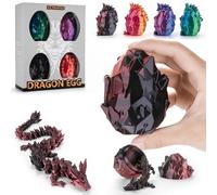 Ptyism 4 Pièces œuf Imprimés en 3D(21CM-Dragon/8.5CM-Oeuf) Oeuf Dragon Imprimé en 3D丨œuf de Dragons,Dragons Imprimé en 3D pour Cadeaux Adultes Enfants Soulager Stress pour Easter Jour de Noël