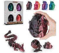 Ptyism 4 Pièces œuf Imprimés en 3D(29CM-Dragon/12CM-Oeuf) Oeuf Dragon Imprimé en 3D丨œuf de Dragon,Dragon Imprimé en 3D pour Cadeaux Adultes Enfants Soulager Stress pour Easter Jour de Noël