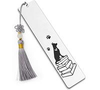 Ptzizi Marque-page amusant en métal gravé avec pompon pour amis, enseignants, étudiants, amateurs de livres, départ à la retraite, fête des enseignants, remise de diplôme, Noël, anniversaire