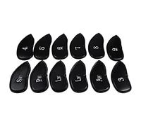 Pu Cuir Noir Club Head Cover Fer Protecteur Set Imperméable à la poussière Léger pour Voyage en Plein Air 12pcs