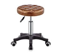 PU Cuir Round Rolling Tabouret, Siège Rembourré Haute Réglable Tabouret Hydraulique Spa Dessin Salon Tatouage Bureau Massage Tabouret Chaise De Travail Gold