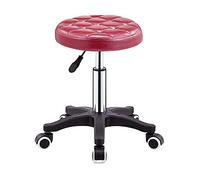 PU Cuir Round Rolling Tabouret, Siège Rembourré Haute Réglable Tabouret Hydraulique Spa Dessin Salon Tatouage Bureau Massage Tabouret Chaise De Travail Pink