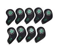 PU Iron Head Covers Set 9Pcs | Weatherproof & Sunscreen Protection | Thick Plush for Iron Heads | Hook & Loop Design | Numbered 4-9 P S A (Black)