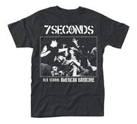 PU KOU 7 Seconds Old School America Unisex 100% Cotton Short-Sleeve T-Shirts Black S