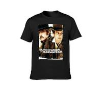PU KOU Butch Cassidy & The Sundance Kid Newman Redfordt Unisex 100% Cotton Short-Sleeve T-Shirts Black L