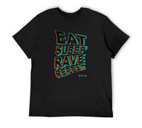 PU KOU Eat Sleep Rave Repeat O-Neck 100% Cotton Short Sleeve Unisex T-Shirt L