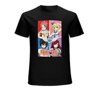 PU KOU Fairy Tail Grid Fairy Tail Anime DTG O-Neck 100% Cotton Short Sleeve Unisex T-Shirt M