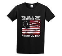 PU KOU Flag Gun We are Not Descended from Fearful Men Unisex 100% Cotton Short-Sleeve T-Shirts Black XL