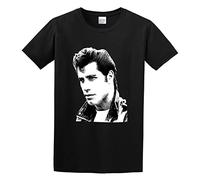 PU KOU John Travolta Grease Movie Unisex 100% Cotton Short-Sleeve T-Shirts Black XXXL