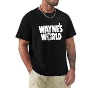 PU KOU Wayne's World Movie Unisex 100% Cotton Short-Sleeve T-Shirts Black M