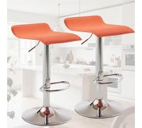 PU Leather Bar Stool Set of 2,Island Chairs with Adjustable Height & 360° Swivel - Heavy Duty 330lbs Capacity Modern Counter Height Stool for Kitchen Island,Bar,Home Office(Orange)
