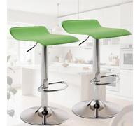 PU Leather Bar Stool Set of 2,Island Chairs with Adjustable Height & 360° Swivel - Heavy Duty 330lbs Capacity Modern Counter Height Stool for Kitchen Island,Bar,Home Office(Green)