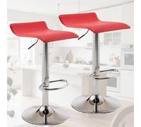 PU Leather Bar Stool Set of 2,Island Chairs with Adjustable Height & 360° Swivel - Heavy Duty 330lbs Capacity Modern Counter Height Stool for Kitchen Island,Bar,Home Office(Red)