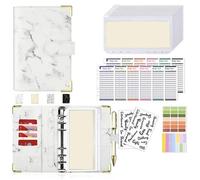 PU Leather Budget Binder With Cash Envelopes Pockets Zip Small French Pouch For Saving A6 Planner Organizer pour Bureau Maison(White)