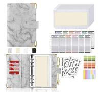 PU Leather Budget Binder With Cash Envelopes Pockets Zip Small French Pouch For Saving A6 Planner Organizer pour Bureau Maison(Grey)