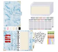 PU Leather Budget Binder With Cash Envelopes Pockets Zip Small French Pouch For Saving A6 Planner Organizer pour Bureau Maison(Blue)