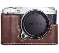 PU Leather Case for Fujifilm X-M5 Camera,Half Protective Case for Fuji X-M5/Fuji XM5 Camera,Retro Style Case with Bottom Opening and Handle Design,coffee,The camera cover