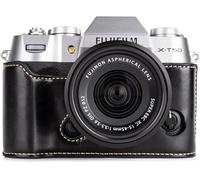 PU Leather Half Case Compatible with Fuji XT50/X-T50 Digital Camera,Easy to Carry with Bottom Opening and Handle,Black,Retro style