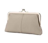 PU Leather Kiss Lock Coin Purse for Women | Clasp Coin Purse Wallet with Large Capacity | Credit Cards, Cash, & Coin Holder | Elegant Wallet for Women, Gris, riferimento Alla descrizione, Se