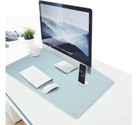 PU Leather Multifunctional Office Case,Waterproof,Non-Slip Anti-Dirty Mouse Mat for Office,Home and Travel-Large Size 900 x 400 x 2 mm (Blue) + Silver