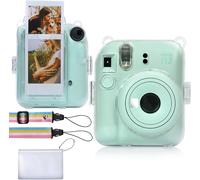 PU Leather Protective Case for Fujifilm instax Mini 12/11 Instant Film Camera Travel Bag with Adjustable Shoulder Strap,Transparent,Handbag Organizer