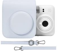 PU Leather Protective Case for Fujifilm instax Mini 12/11 Instant Film Camera Travel Bag with Adjustable Shoulder Strap,Clay White,Handbag Organizer