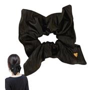 PU Leather Scrunchies, Large Elastic Hair Ties, Stylish Ponytail Holder, Soft and Durable Hair Accessories for Women, Girls, Ideal for Thick and Thin Hairs, 24x18cm Dark Color