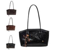 PU Leather Shoulder Bag for Women, All-Matching Casual Vintage Armpit Bags, Fall Winter Trendy Small Purse Handbag(Black)
