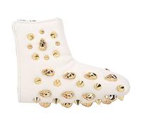 PU Leather Sport Equipment Head Guards | Weatherproof & Scratch Deflective Cover | Fastening L - Shape Putter Guard for Men/Women | Skeleton Rivet Design, Thick Plush Lining (White)