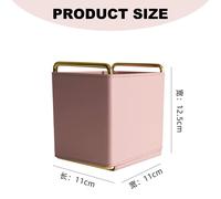 PU leather square pen pencil holder Desktop stationery storage box Office accessories container box