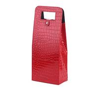 PU Leather Wine Gift Bags,Double Bottles Reusable Tote Carrier Bag,Foldable Wine Bottle Gift Bag,Stylish Wine Bottle Packaging Bag for Birthday Wedding Christmas Anniversary ( Color : Bright red )