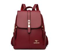 Pu Light Lady’S Backpack Casual Large Capacity Student School Bag Travel Petit Sac À Dos, Rouge, 26Cm * 32Cm * 14Cm