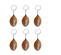 Pu Porte-clés de Football Américain Pendentif Marron, 6 Pièces