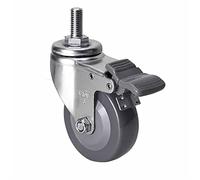 PU Tread Universal Wheel Casters with Brake,M12X25 Wearable Impact-, Ground Protection Furniture Casters 1Pcs Casters(5inch Brake)
