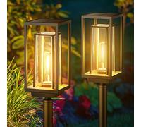 PUAIDA Lot de 2 lampes solaires pour extérieur et jardin - Lampes solaires modernes avec temps de travail plus long - Lampes solaires extrêmement lumineuses - IP65 - Étanche - Décoration de jardin