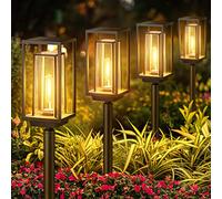 PUAIDA Lot de 4 lampes solaires modernes pour jardin extérieur avec temps de travail plus long, lampes de jardin solaires extrêmement lumineuses, IP65, étanche à l'eau, décoration de jardin pour
