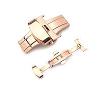 Puasny Boucle déployante à double bouton-poussoir pour montre - Boucle déployante sécurisée en noir, or rose et argent pour bracelets de montre de 16 mm à 24 mm,C6,16 mm