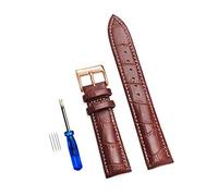 Puasny Bracelet de montre en cuir avec boucle ardillon en acier, tailles 12, 14, 16, 18, 20, 22 et 24 mm - Bracelet avec outil,Brun foncé Blanc 2,12 mm