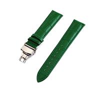 Puasny Bracelet de montre en cuir avec boucle papillon - Bracelet de 12 mm à 24 mm avec fermoir en acier sécurisé,Vert,15 mm