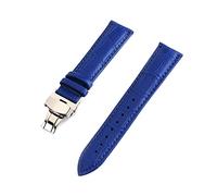 Puasny Bracelet de montre en cuir avec boucle papillon - Bracelet de 12 mm à 24 mm avec fermoir en acier sécurisé,Bleu,16 mm
