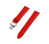 Puasny Bracelet de montre en cuir avec boucle papillon - Bracelet de 12 mm à 24 mm avec fermoir en acier sécurisé,Rouge,22 mm