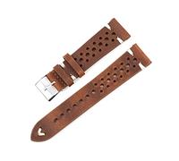 Puasny Bracelet de montre en cuir ciré à l'huile fait main - Bracelet au design rétro vintage pour homme en 18 mm, 20 mm, 22 mm et 24 mm,Fil brun-blanc,20 mm