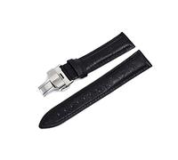 Puasny Bracelet de montre en cuir double face avec fermoir papillon - Bracelet durable de 20 mm et 22 mm avec boucle en acier inoxydable,Noir,22 mm