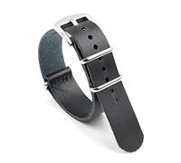 Puasny Bracelet de montre en cuir fait main avec boucle en acier inoxydable - Bracelet de style militaire durable de 20 mm et 22 mm,Bleu,20 mm