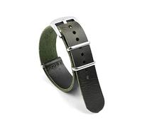 Puasny Bracelet de montre en cuir fait main avec boucle en acier inoxydable - Bracelet de style militaire durable de 20 mm et 22 mm,Vert,24 mm