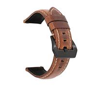 Puasny Bracelet de montre en cuir vintage ciré à l'huile - Bracelet classique de 18 mm à 26 mm,Brun clair,26 mm