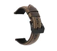 Puasny Bracelet de montre en cuir vintage ciré à l'huile - Bracelet classique de 18 mm à 26 mm,Vert,22 mm