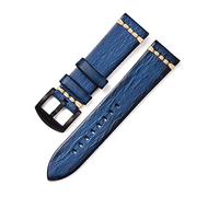 Puasny Bracelet de montre en cuir vintage fait main pour homme - Bracelet au design rétro classique en 18 mm, 20 mm, 22 mm et 24 mm,Bleu-B,24 mm
