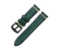 Puasny Bracelet de montre en cuir vintage fait main pour homme - Bracelet au design rétro classique en 18 mm, 20 mm, 22 mm et 24 mm,Vert-B,18 mm