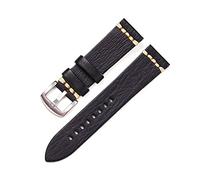 Puasny Bracelet de montre en cuir vintage fait main pour homme - Bracelet au design rétro classique en 18 mm, 20 mm, 22 mm et 24 mm,Noir-S,22 mm